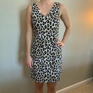 Nicole Miller Leopard Print V-neck Dress